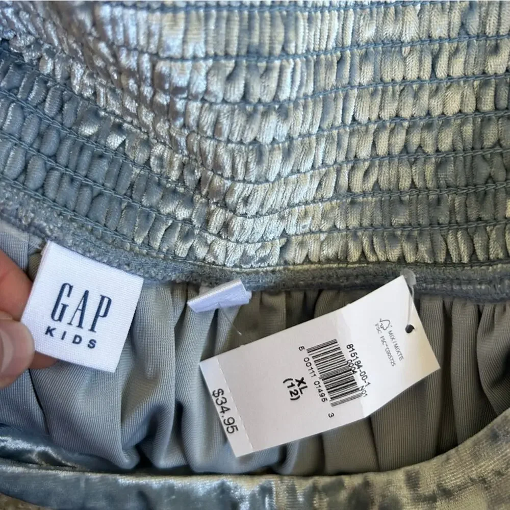 NWT Gap Kids Velvet‎ Blue Tiered Mini Skirt Size XL (12) Youth